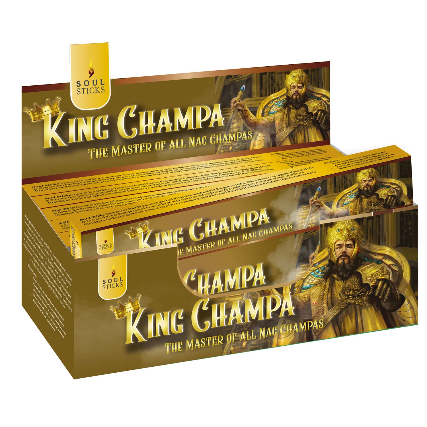 Soul Sticks Hand-Rolled Incense Sticks Divine Spirit Blends 180 Gram Box | 100% Natural Masala Incense Organic Home Fragrance Agarbatti (King Champa)